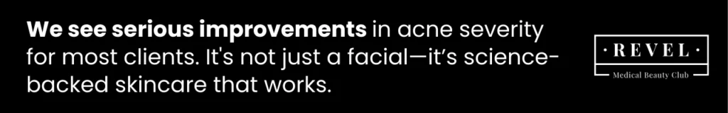 HydraFacial® clinical results for acne treatment, highlighting clearer, healthier skin with reduced inflammation and fewer lesions.