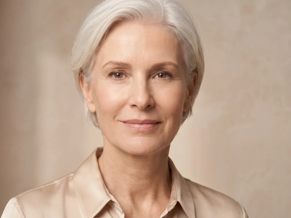 PRP PRF For Cheeks at Revel Bauty Club 2 Smiling older woman with silver hair.